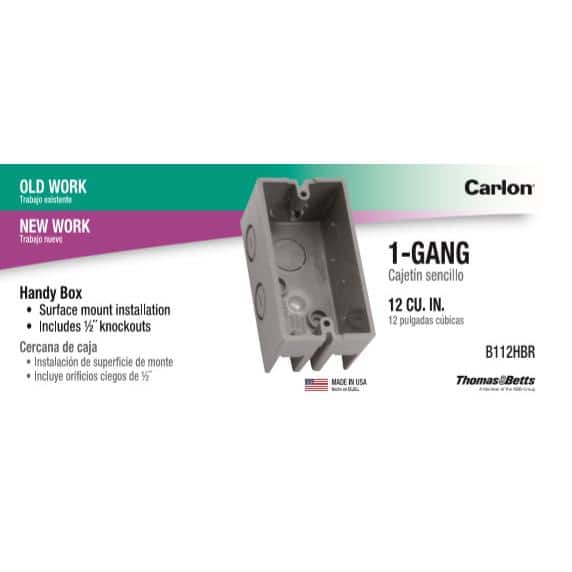 Carlon - 1-Gang 12 cu. in. Gray PVC New/Old Work Handy Box