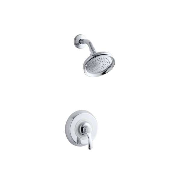 KOHLER Fairfax 1-Spray 6.5 in. Single Wall Mount Fixed Shower Head in Polished Chrome