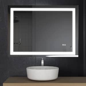 36 in. W x 24 in. H Rectangular Frameless Wall Mount LED Lighted Bathroom Vanity Mirror with Dimmer and Defogger