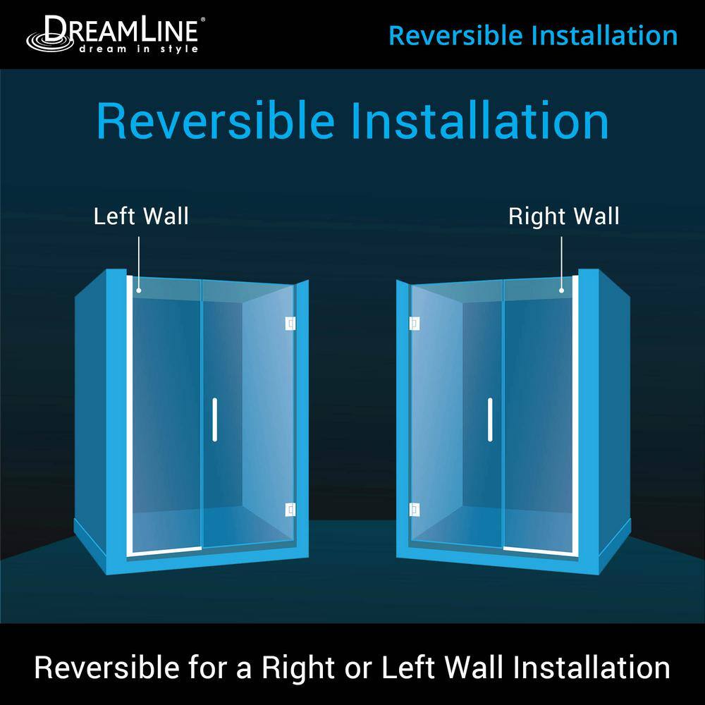 Unidoor Plus 52" Frameless Clear Glass Hinged Shower Door