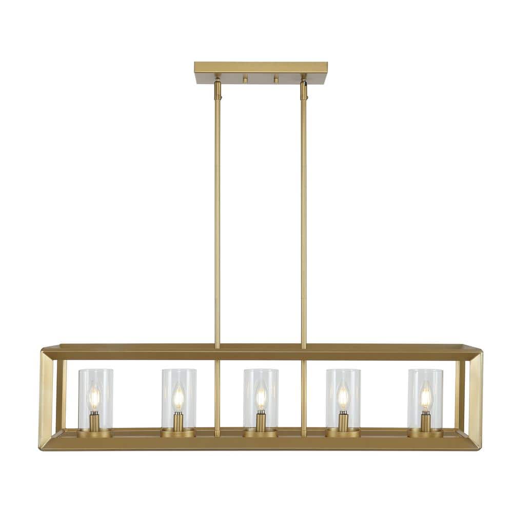 Anna 38.5" Gold Brass Glass LED Pendant Light