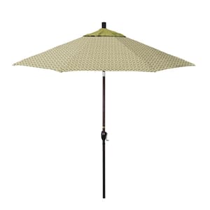 9 ft. Bronze Aluminum Market Patio Umbrella with Crank Lift and Push-Button Tilt in Marquee Fern Pacifica Premium