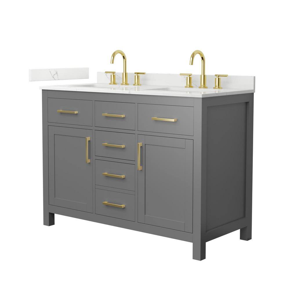 Beckett 48 in. Double Freestanding Dark Gray Bath Vanity with Giotto Quartz Top (Assembled) price history on PriceWatchPro