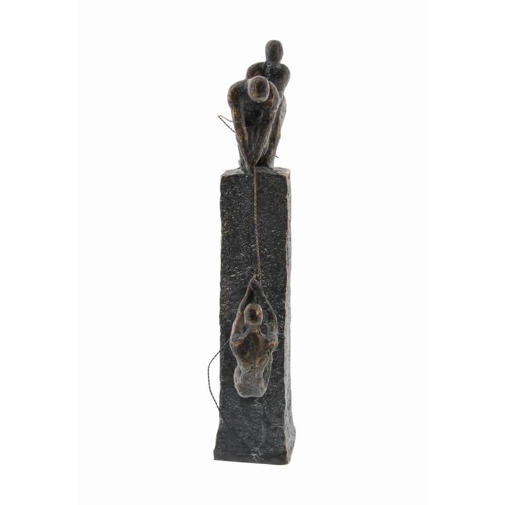 Industrial Gray Polystone Climbing Figures Sculpture 7" x 17"