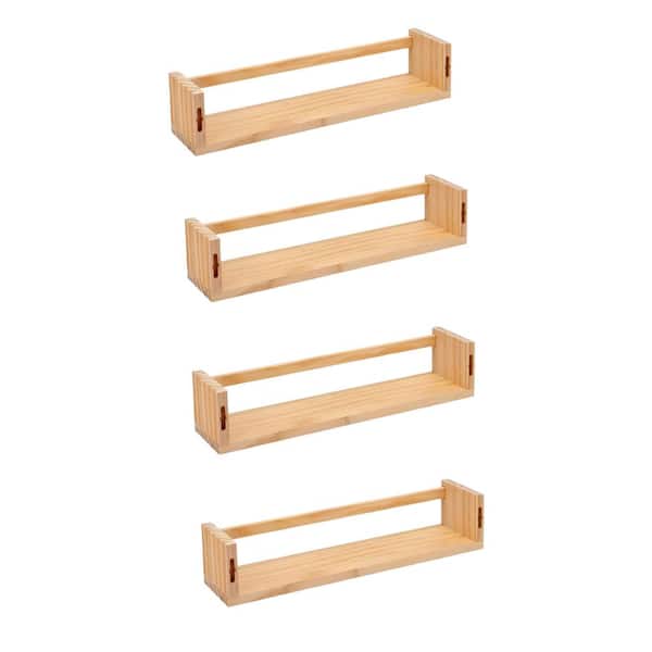 16.5 in. W x 3.93 in. D Natural Wood Floating Bookshelves Decorative Wall Shelf (4-Piece)