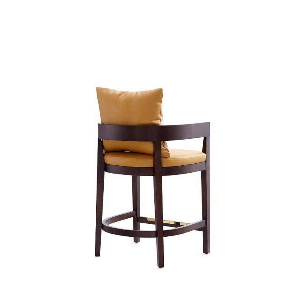 Ritz Camel Leatherette 34" Dark Walnut Beech Wood Counter Stool