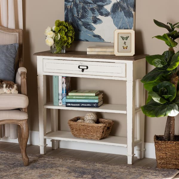 Baxton Studio Dauphine 32 in. White Rectangle Wood Console Table with Drawers