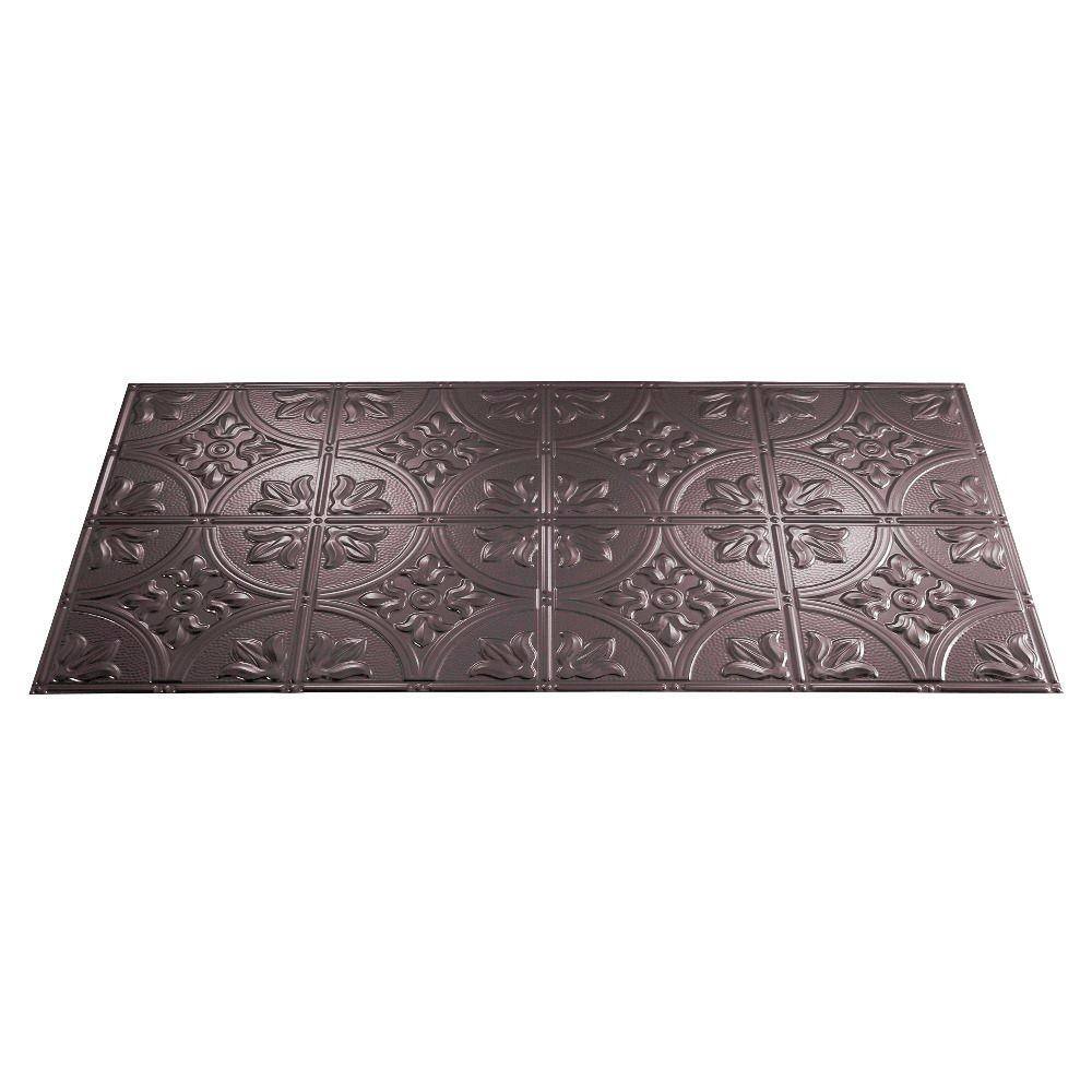 Brushed Nickel 2ft x 4ft Decorative Vinyl Glue-Up Ceiling Panels