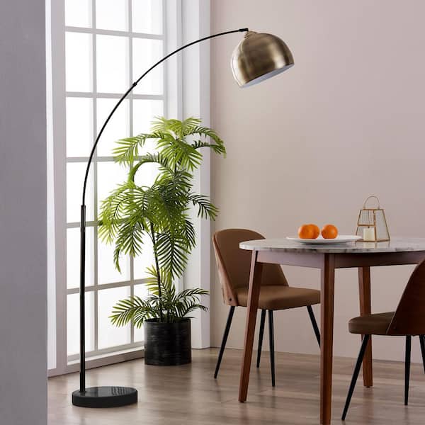 Teamson Home Arquer Arc Floor Lamp With, Vintage Brass Floor Lamp With Marble Table Top