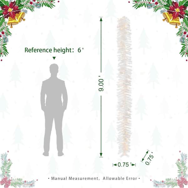 Glitzhome 9 ft. Pre-Lit White Pine Artificial Christmas Garland, with 50  Warm White LED Lights and Timer 2016000025 - The Home Depot