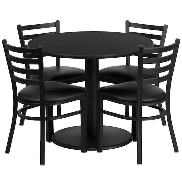 Carnegy Avenue 5-Piece Black Top/Black Vinyl Seat Table and Chair Set