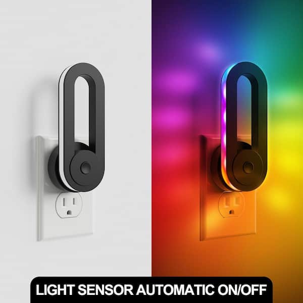 1-Pack Color Changing Night Light Plug into Wall, 7-Colors Plus RGB Chasing Mode, Sensor Light for Kids Room, Bedroom