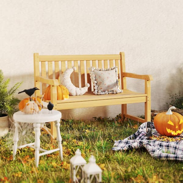 47.22 in. Natural Teak Wood Outdoor Bench Chair