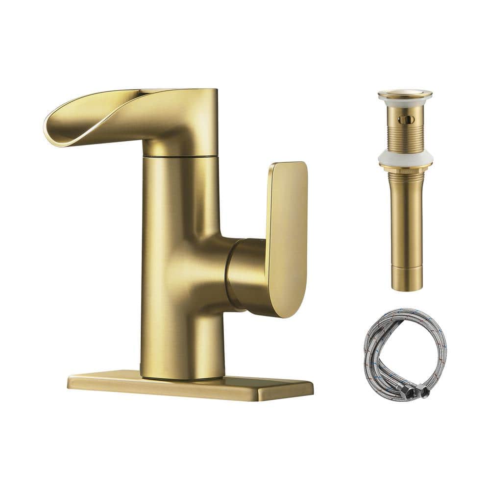 Waterfall Single Handle Single Hole Bathroom Faucet in Brushed Gold price history on PriceWatchPro