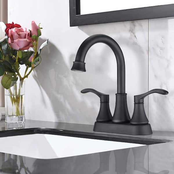 4 in. Centerset 2-handle Lavatory Bathroom Faucet in Matte Black