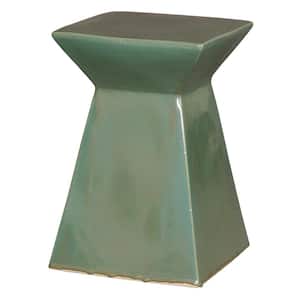 Upright Green Ceramic Outdoor Accent Table/Garden Stool