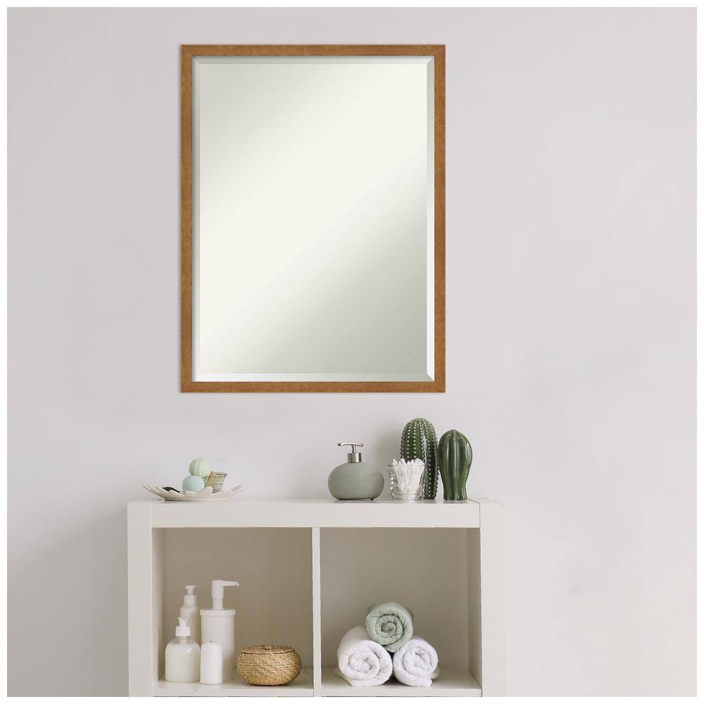 Blonde Wood Beveled Bathroom Vanity Mirror 19x25