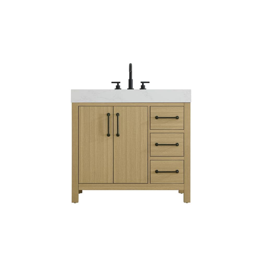 36 in. Single Sink Honey Brown Bath Vanity with White Engineered Marble Top price history on PriceWatchPro