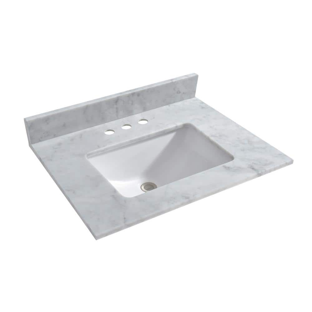 WOODBRIDGE Newton 31 In X 22 In Carrara Marble Vanity Top With Square   Woodbridge Bathroom Vanity Tops Cavt3122 4 64 1000 