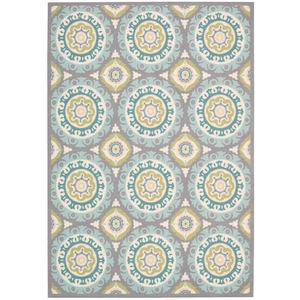 Waverly Solar Flair Jade 5 ft. x 7 ft. Geometric Modern Indoor/Outdoor Patio Area Rug