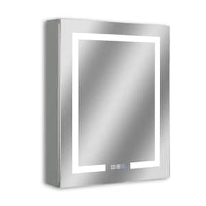 Glare 24 in. W x 30 in. H Rectangular Aluminum Recessed/Surface Mount Right Open Medicine Cabinet with Mirror LED