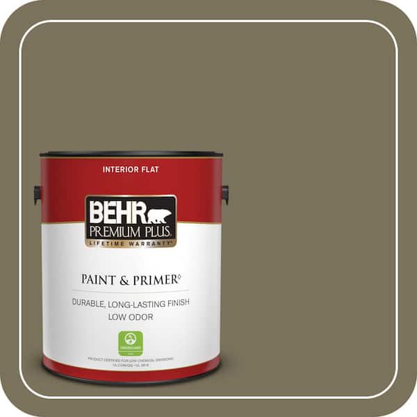 BEHR PREMIUM PLUS 1 gal. #380F-7 Crocodile Flat Low Odor Interior Paint & Primer
