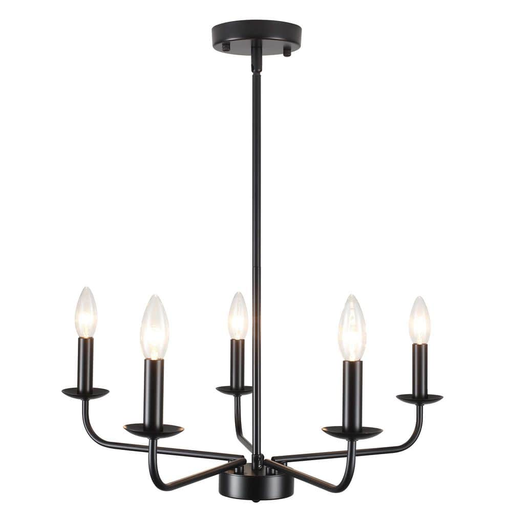 5-Light Black Dimmable Modern Candle Chandelier for Living Room with No Bulbs Included price history on PriceWatchPro