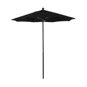7.5 ft. Black Fiberglass Commercial Market Patio Umbrella with Fiberglass Ribs and Push Lift in Black Sunbrella