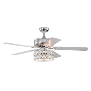 Danae 52 in. Indoor Chrome Glam Reversible Ceiling Fan with Crystal Light and Remote Control