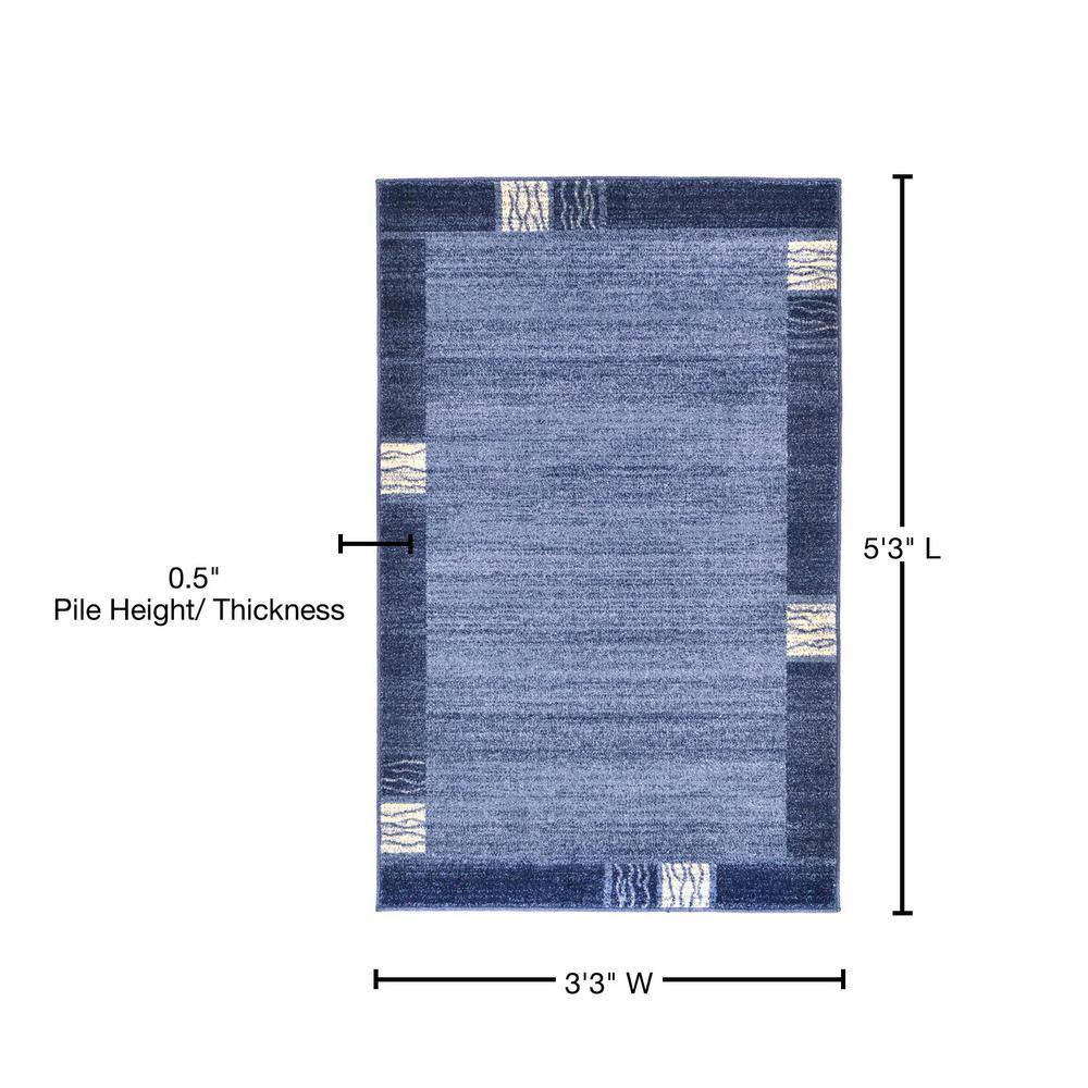 Navy Blue Tufted Rectangular Synthetic Easy Care Rug