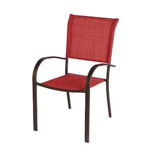 Mix and Match Stationary Stackable Steel Split Back Sling Outdoor Patio Dining Chair in Conley Chili