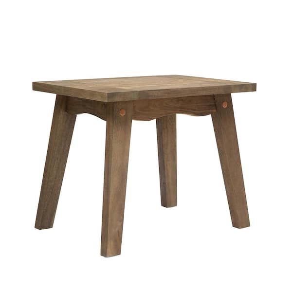 Uixe Teak Finish Acacia Wood Rectangular Outdoor Patio Side Table