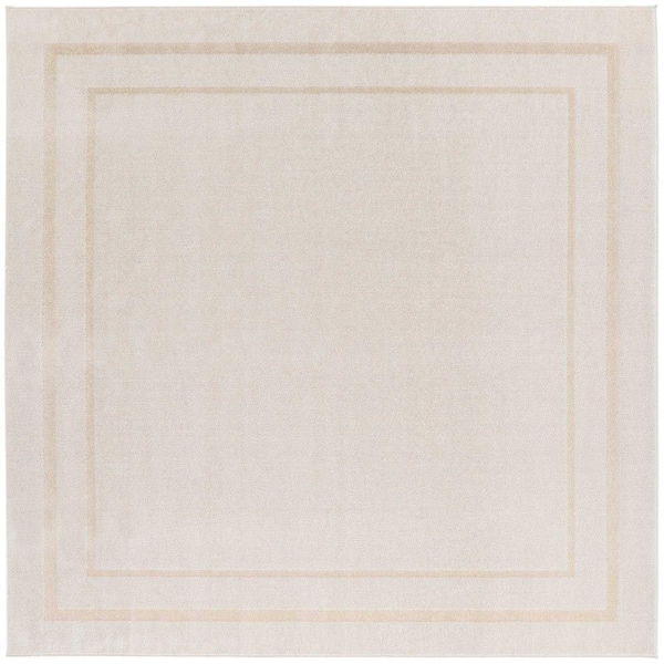 Nourison Essentials Ivory Gold 7 ft. x 7 ft. Solid Contemporary Square Area Rug