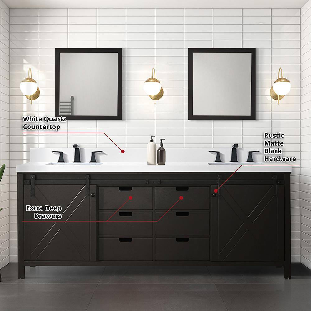 Marsyas 84" Brown Freestanding Vanity Cabinet with Barn Doors