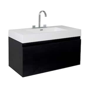 Mezzo 40 in. Bath Vanity in Black with Acrylic Vanity Top in White with White Basin