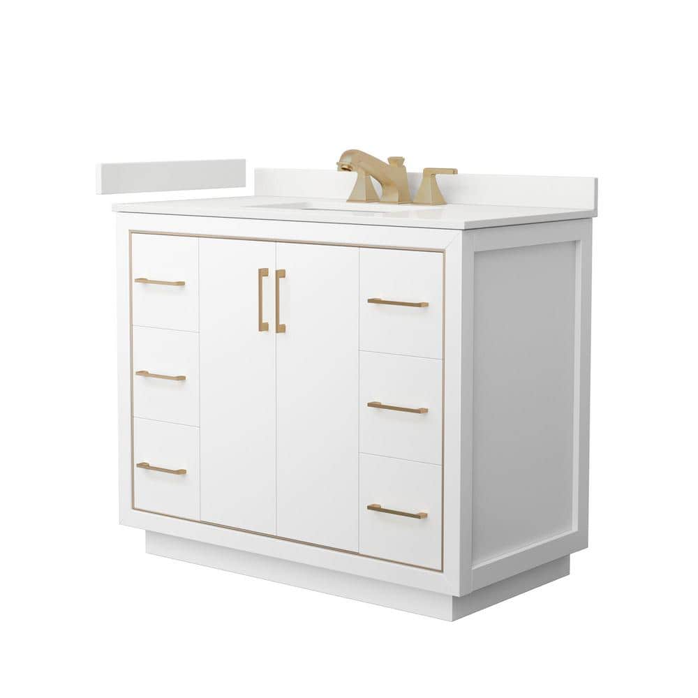 Icon 42 in. W x 22 in. D x 35 in. H Single Bath Vanity in White with White Quartz Top price history on PriceWatchPro