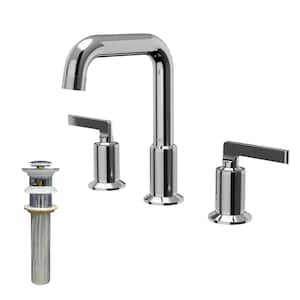 Gillingham Widespread 2-Handle Three Hole Bathroom Faucet with Matching Pop-up Drain in Chrome