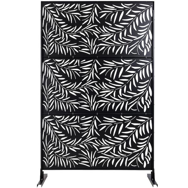 Boosicavelly 6.33 ft. x 4 ft. Privacy Fence Screen Black Steel for Garden Fence