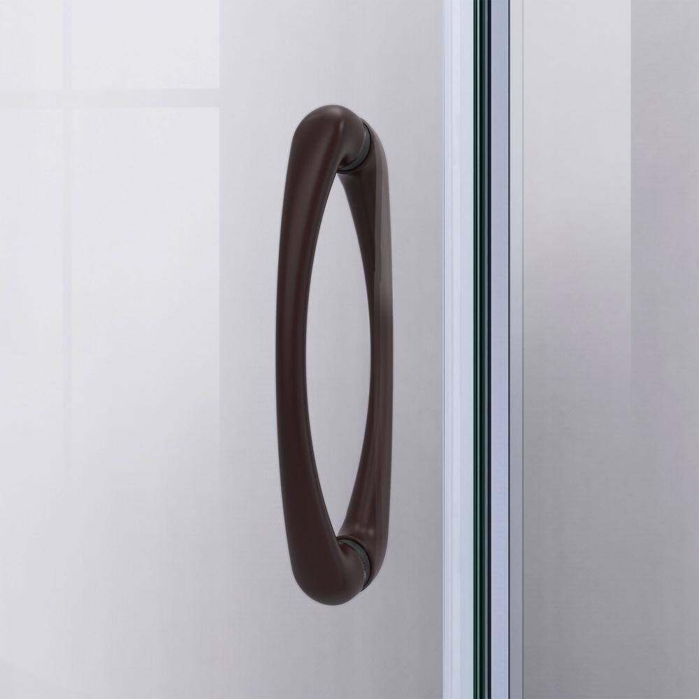 Prime 33" Frosted Glass Sliding Shower Enclosure with Oil Rubbed Bronze Frame