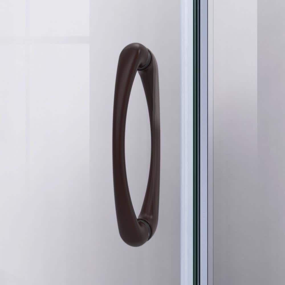 Prime 36" Oil Rubbed Bronze Semi-Frameless Frosted Glass Sliding Shower Enclosure