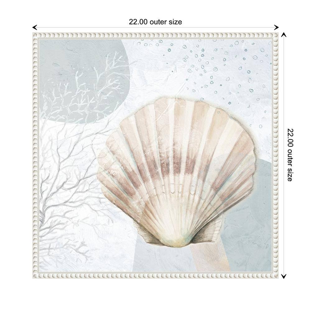 Blush Scallop Nautical Canvas Print with Beaded Frame