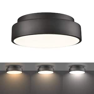 12.99 in. 0-Light Black Flush Mount with No Glass Shade and No Light Bulb Type Included (1-Pack)