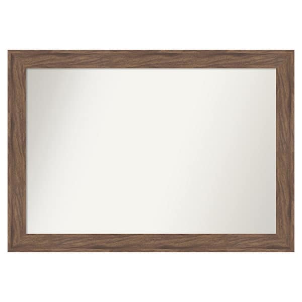 Pia Medium Brown 40.75 in. x 28.75 in. Non-Beveled Casual Rectangle Framed Wall Mirror