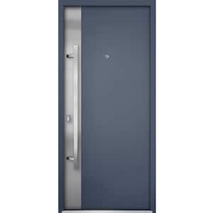 0729 36 in. x 80 in. Right-hand/Inswing Gray Graphite Steel Prehung Front Door with Hardware