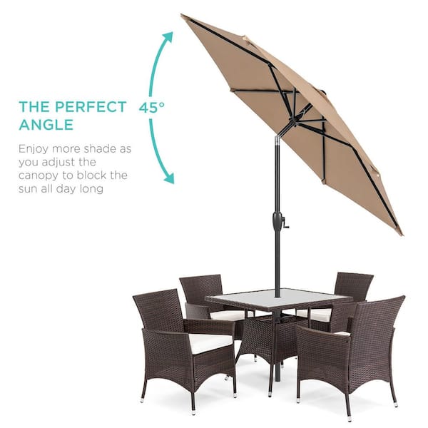 east end patio umbrella 93307 Best Choice Products Heavy-Duty Outdoor Market Patio Umbrella with Push Button Tilt, Easy Crank Lift, Tan