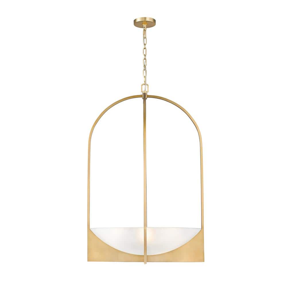 Devon Gold Cage 6-Light Chandelier with Glass Bowl