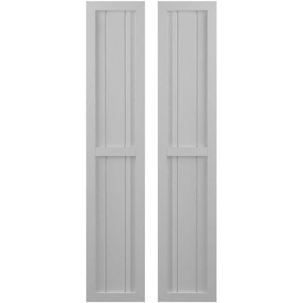 Ekena Millwork 10-1/2 in. W x 51 in. H Americraft 3-Board Exterior Real Wood 2 Equal Panel Framed Board and Batten Shutters in Primed