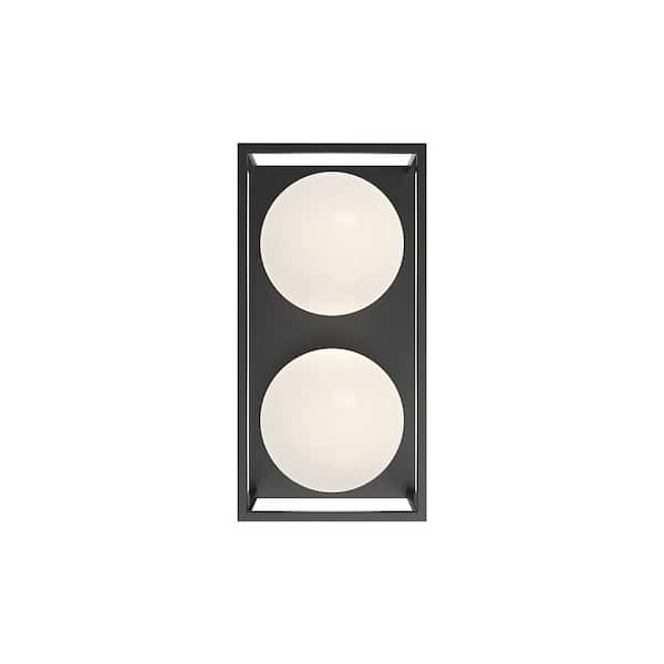 ALORA MOOD Amelia 13 in. 2-Light 40-Watt Black Outdoor Hardwired Wall Sconce