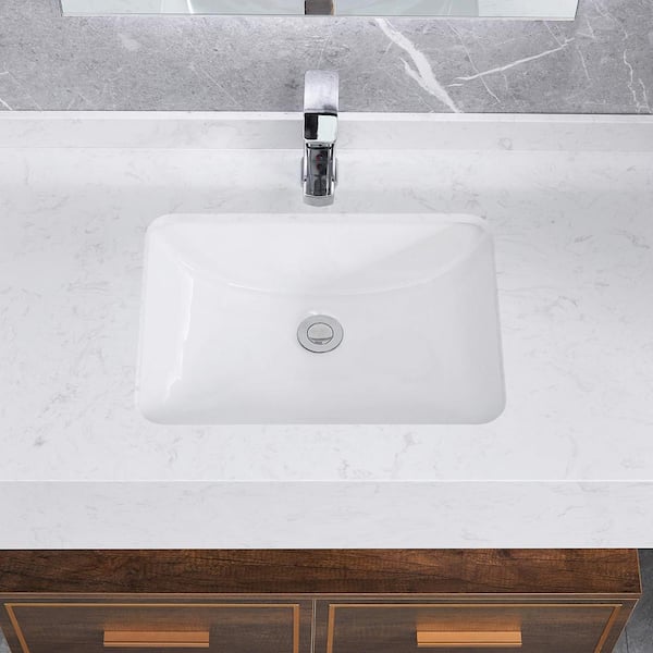 Boyel Living 18 in. x 14 in. Vessel Sink Rectangle Undermount Bathroom Sink White Boyel Living 18 in. x 14 in. Vessel Sink Rectangle Undermount Bathroom Sink White