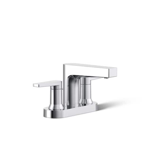 KOHLER Taut 4 in. Double Handle Centerset 1.2 GPM Bathroom Sink Faucet in Polished Chrome
